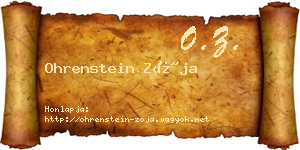 Ohrenstein Zója névjegykártya